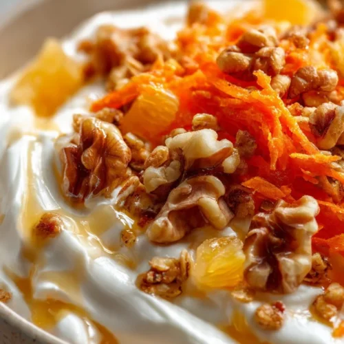 Carrot cake yogurt bowl topped with nuts and spices