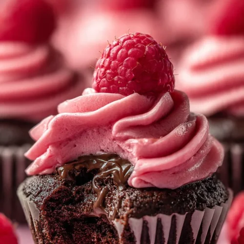 Delicious Chocolate Raspberry Cupcakes with vibrant raspberry filling