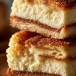 Creamy churro cheesecake topped with cinnamon sugar