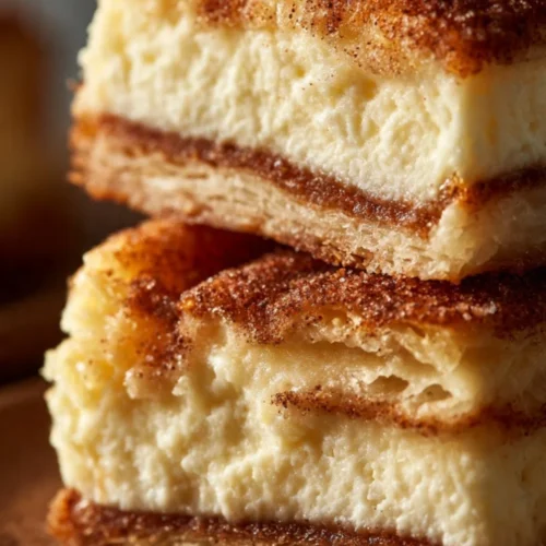 Creamy churro cheesecake topped with cinnamon sugar