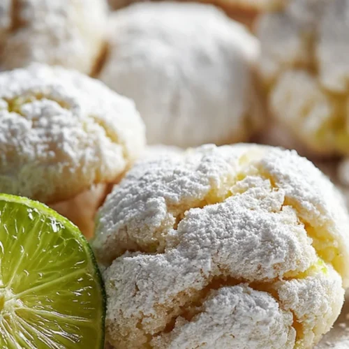 Delicious Coconut Key Lime Crinkle Cookies with a sugary coating