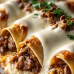 Breakfast enchiladas with sausage gravy served on a plate