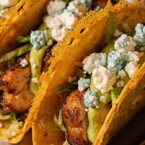 Dill Pickle Ranch Smash Chicken Tacos served on a plate