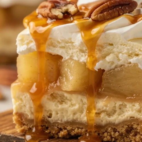 Delicious Easy Apple Delight dessert featuring fresh apples and whipped cream.