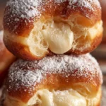 Delicious homemade easy vanilla beignets dusted with powdered sugar