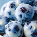 Healthy frozen yogurt covered blueberries snack