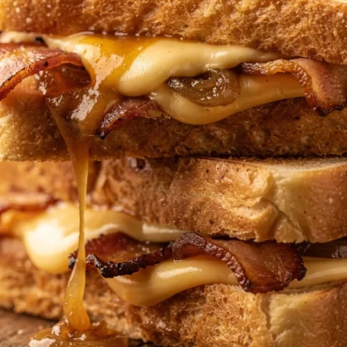 Honey Apple Cheddar Sandwich with fresh apples, melted cheddar, and honey drizzle