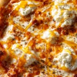 Hot honey ricotta pizza topped with drizzled honey and fresh ingredients