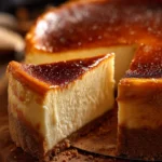 Slice of Italian Grandma’s Lemon Custard Cake with lemon slices and custard topping