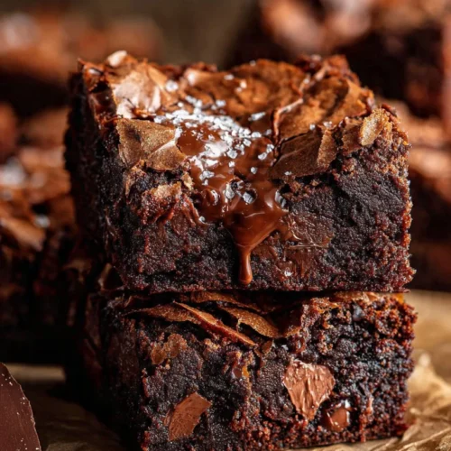 Deliciously rich King Arthur brownies on a rustic wooden table
