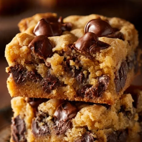 Delicious melt-in-your-mouth chocolate chip cookie bars fresh from the oven