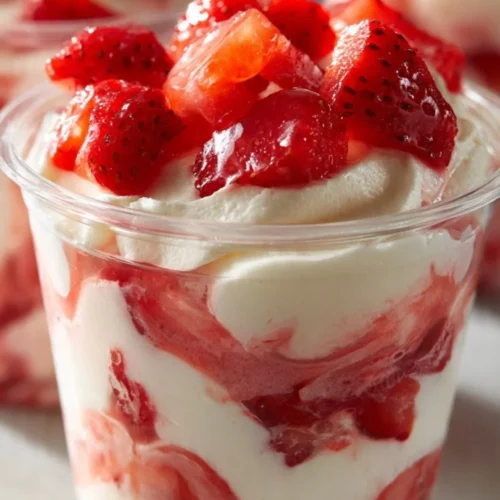 Delicious Mexican strawberries with cream served in a bowl