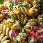 Delicious Mexican street corn pasta salad with fresh ingredients and vibrant flavors