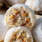 Freshly baked Mexican Wedding Cookies dusted with powdered sugar
