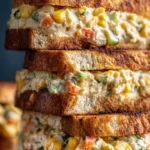 Hung curd sandwich prepared with fresh ingredients, perfect for a quick breakfast.