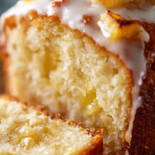 A delicious slice of homemade pineapple bread served on a plate.