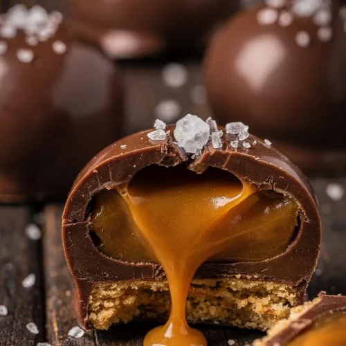 Delicious looking salted caramel truffles on a plate