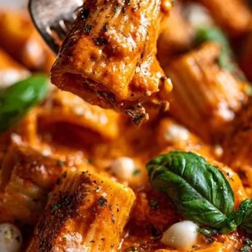 Creamy tomato pasta sauce served over spaghetti