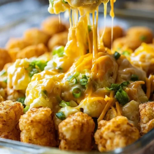 Delicious Tater Tot Breakfast Casserole ready to serve