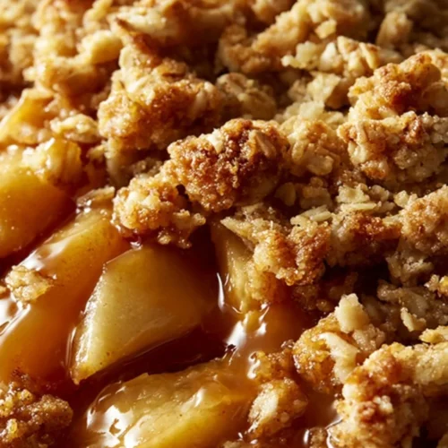 Delicious homemade Apple Crisp with warm apples and crunchy topping