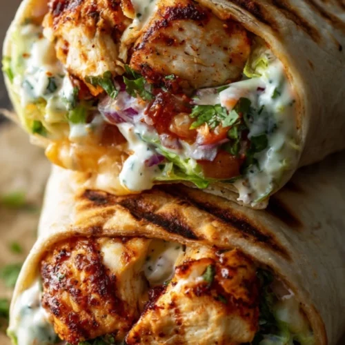 Delicious Chipotle Ranch Grilled Chicken Burrito with fresh ingredients
