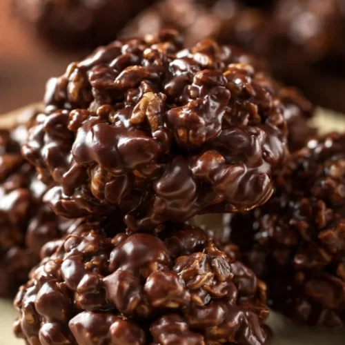 Classic no-bake cookies on a plate ready to enjoy
