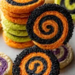 Colorful Halloween sugar cookies shaped like ghosts and pumpkins