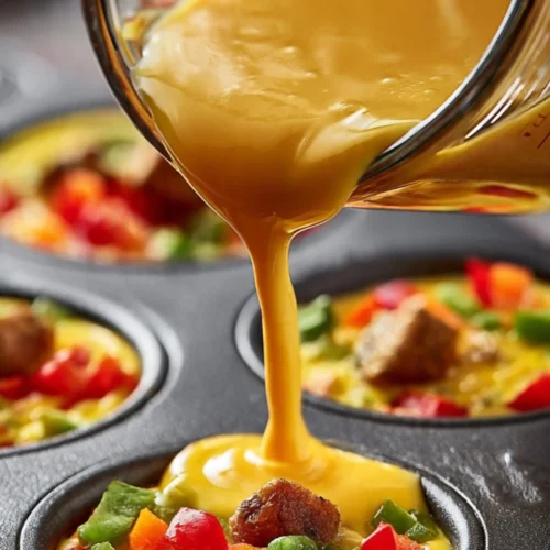 Egg muffins with tater tot crust served on a plate