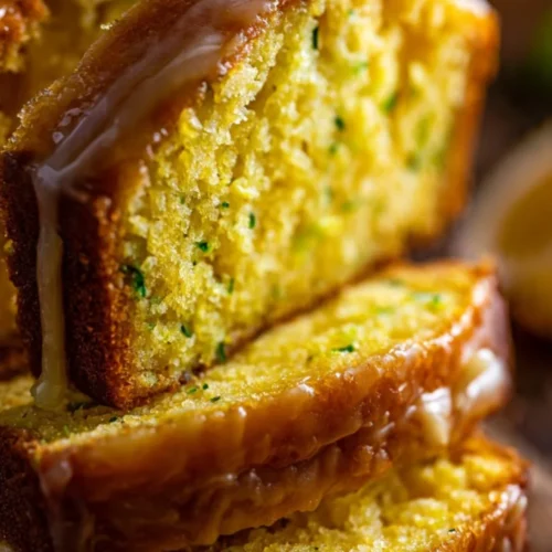 Glazed Lemon Zucchini Bread with a fresh lemon glaze on top