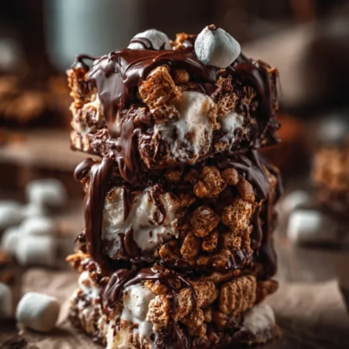 Delicious Golden Grahams S'Mores Bars with chocolate and marshmallows
