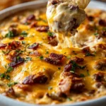 Bowl of Hissy Fit Dip with cheesy sausage served for dipping