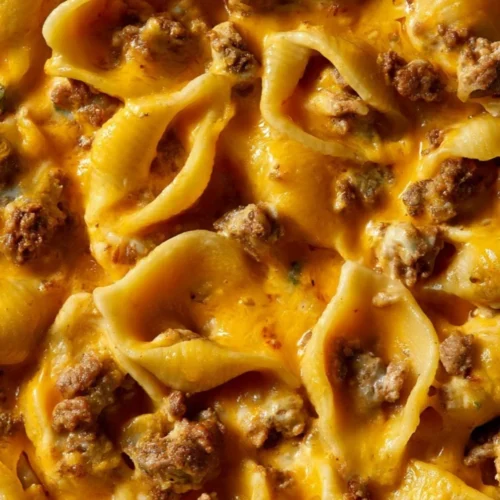 A delicious homemade hamburger helper dish served in a bowl with toppings