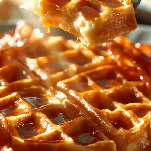 Homemade waffles with syrup and fresh fruits served on a plate