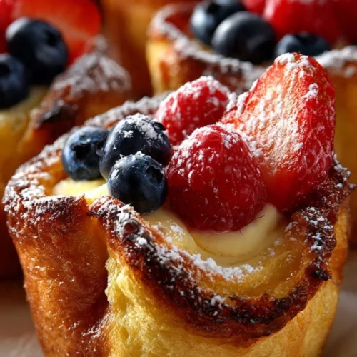 Delicious French Toast Cups served on a plate, perfect for cozy mornings.