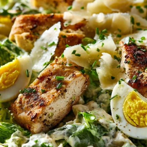 Low Carb Chicken Caesar Salad with grilled chicken and romaine lettuce