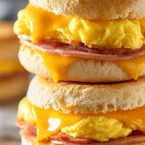 Homemade freezer breakfast sandwiches ready for a quick breakfast option.
