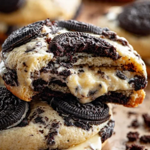 Delicious Oreo Cheesecake Cookies with a creamy frosting and cookie crust