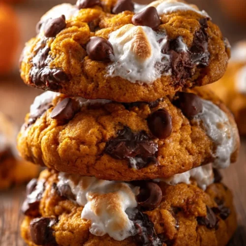 Delicious Pumpkin S'mores Cookies with marshmallows and chocolate.