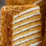 Delicious Russian Honey Cake (Medovik) with layers and creamy filling