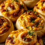 Freshly baked savory breakfast rolls with herbs and spices
