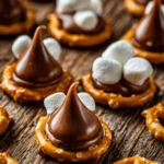 Delicious S'mores Pretzel Bites with chocolate, marshmallow, and graham cracker topping.