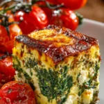 Spinach Ricotta Bake served in a casserole dish for a delightful brunch.
