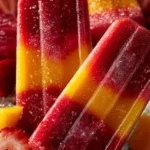 Delicious Strawberry Mango Popsicles served in a bowl, perfect summer treat.