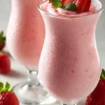 Delicious Strawberry Pina Colada with fresh strawberries and coconut