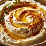 Sweet and Spicy Whipped Feta Dip with Hot Honey served in a bowl.