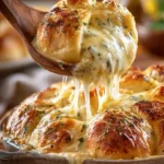 Cheesy chicken breakfast crescent rolls on a plate, ready to serve.