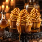 Delicious Butterbeer Cupcakes inspired by Harry Potter