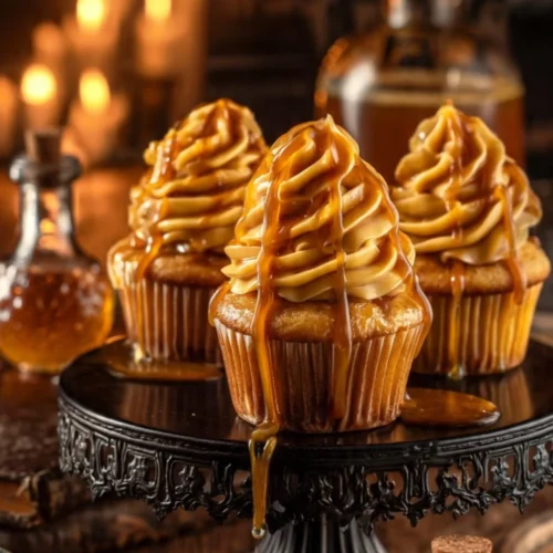 Delicious Butterbeer Cupcakes inspired by Harry Potter