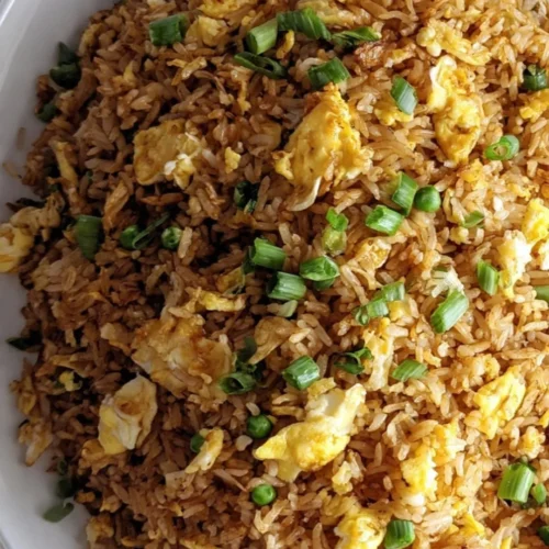 Bowl of easy 10-minute fried rice with vegetables and eggs