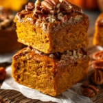 Image of fudgy Keto Pumpkin Blondies topped with spices